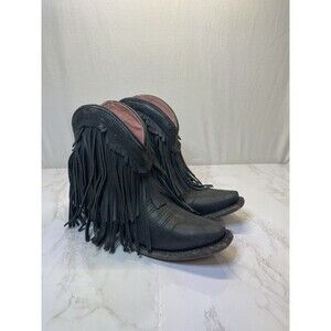 Junk Gypsy Western Ankle Boots Brown Leather 5 B Moto Biker Hippy Fringe